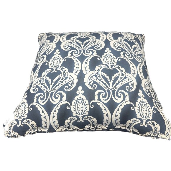 NEWPORT BLACK & IVORY Damask Throw Pillow 19” X 19” Zipper - Picture 5 of 5